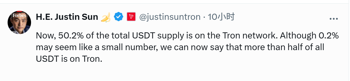 孫宇晨發表USDT發行量突破感言
